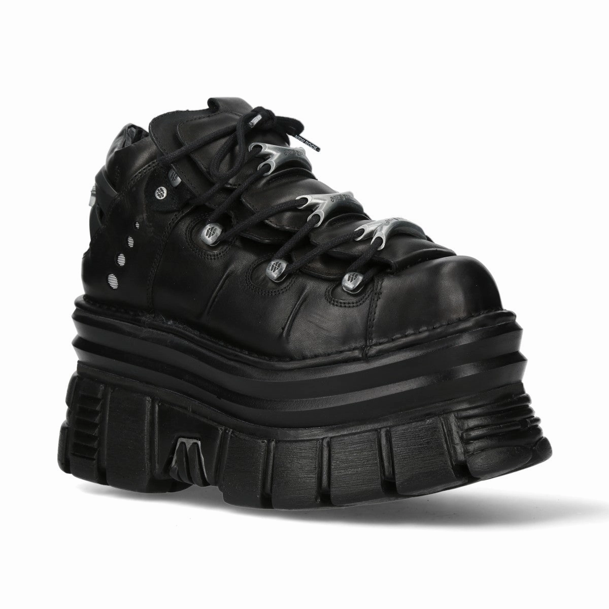 New Rock M-106-C178 Black Tower Gothic Punk Chunky Ankle Boots Metal Edge sole