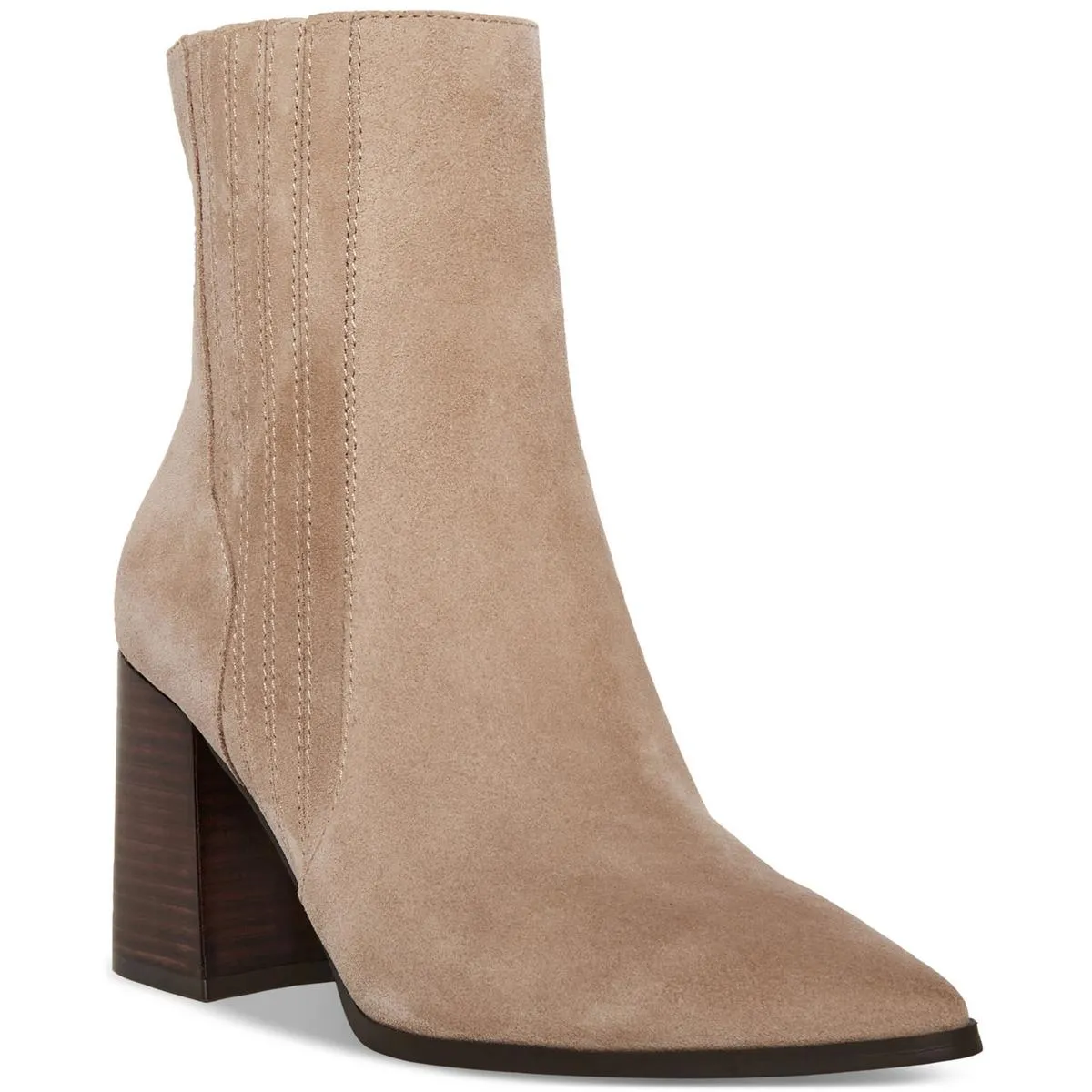 Iconic Womens Leather Pointed Toe Booties Work Approved Side Zip