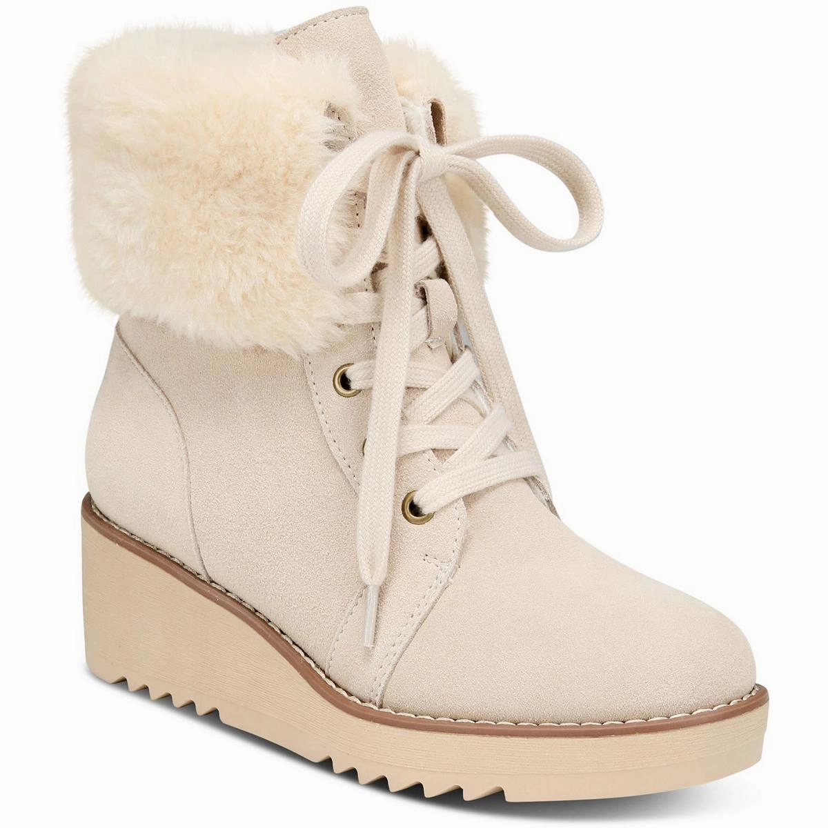 Iggyy Womens Lace-Up Faux Fur Wedge Boots Durable Shell Stylish Explorer