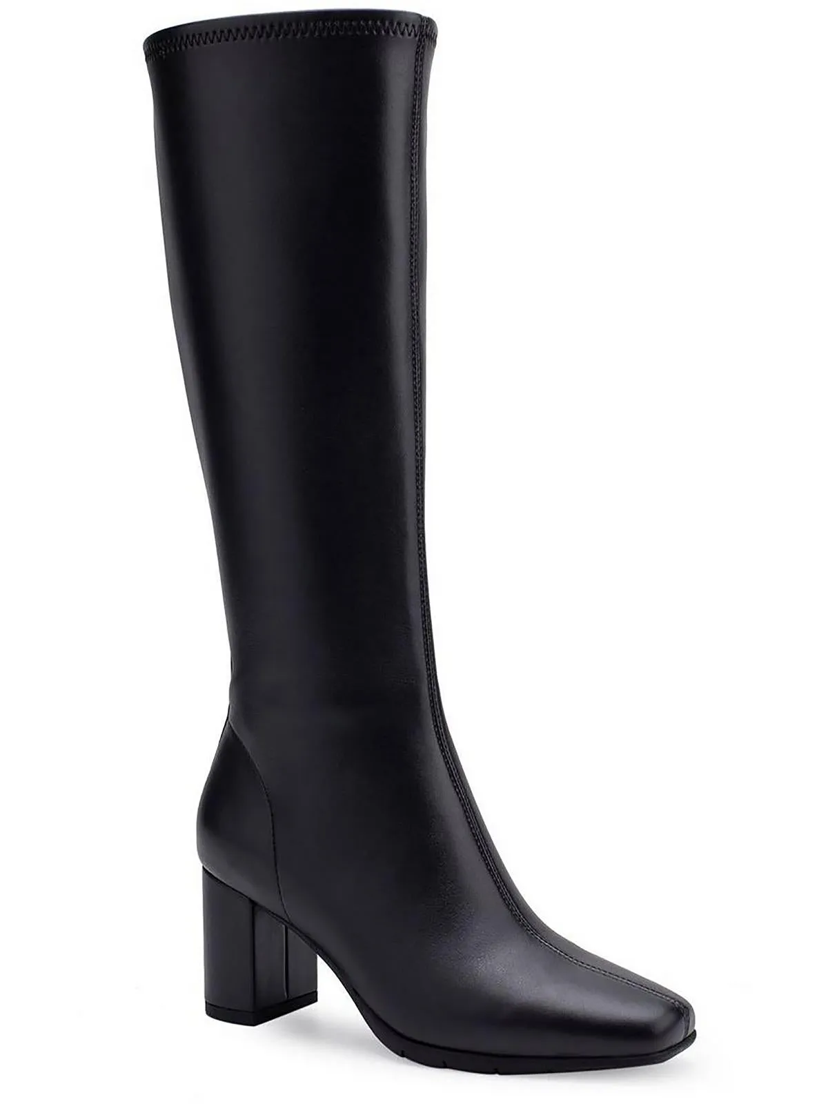Micah Womens Stretch Block Heel Knee-High Boots Silver Glow Cool Look
