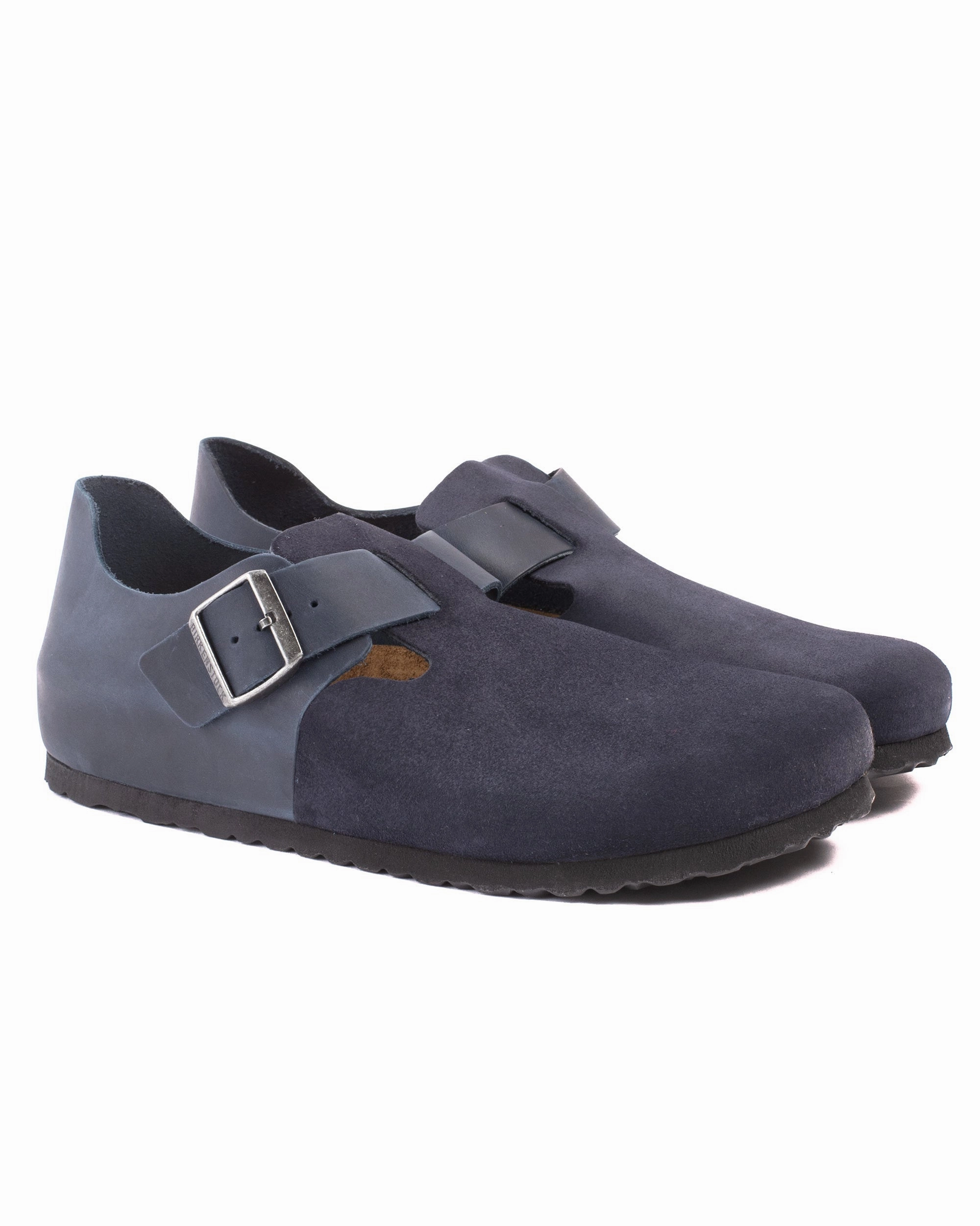 Fashionable Cushioned Base Busy Professionals Birkenstock London Oiled Leather Suede Night Blue