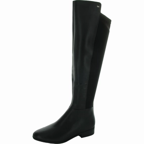 Elastic Goring Womens Mixed Media Faux Leather Knee-High Boots