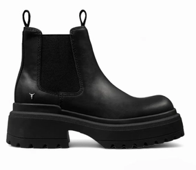 Fitness Enthusiast Low Profile Adventure Journey Windsorsmith Black Chunky Leather Chelsea Boots - Dopamine