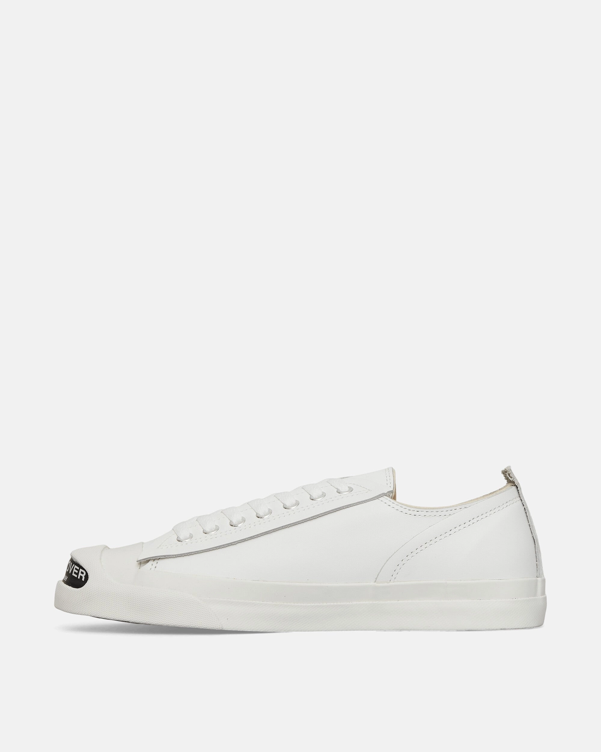 Men's Toe Logo Leather Sneakers White Flat Lace