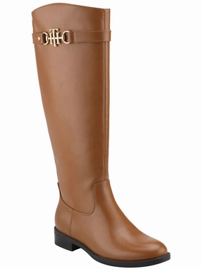 Inezy Womens Zipper Almond Toe Knee-High Boots Warm Interior
