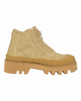 Proenza Schouler Lace-Up Ankle Boots in Beige Canvas Stable Support Rainy Day Commuter