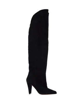 Iro Alma Over-The-Knee Boots in Black Suede Waterproof Outdoor Trek Well   Made