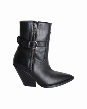 Iro Bozon Buckled Ankle Boots in Black Leather Training Ground