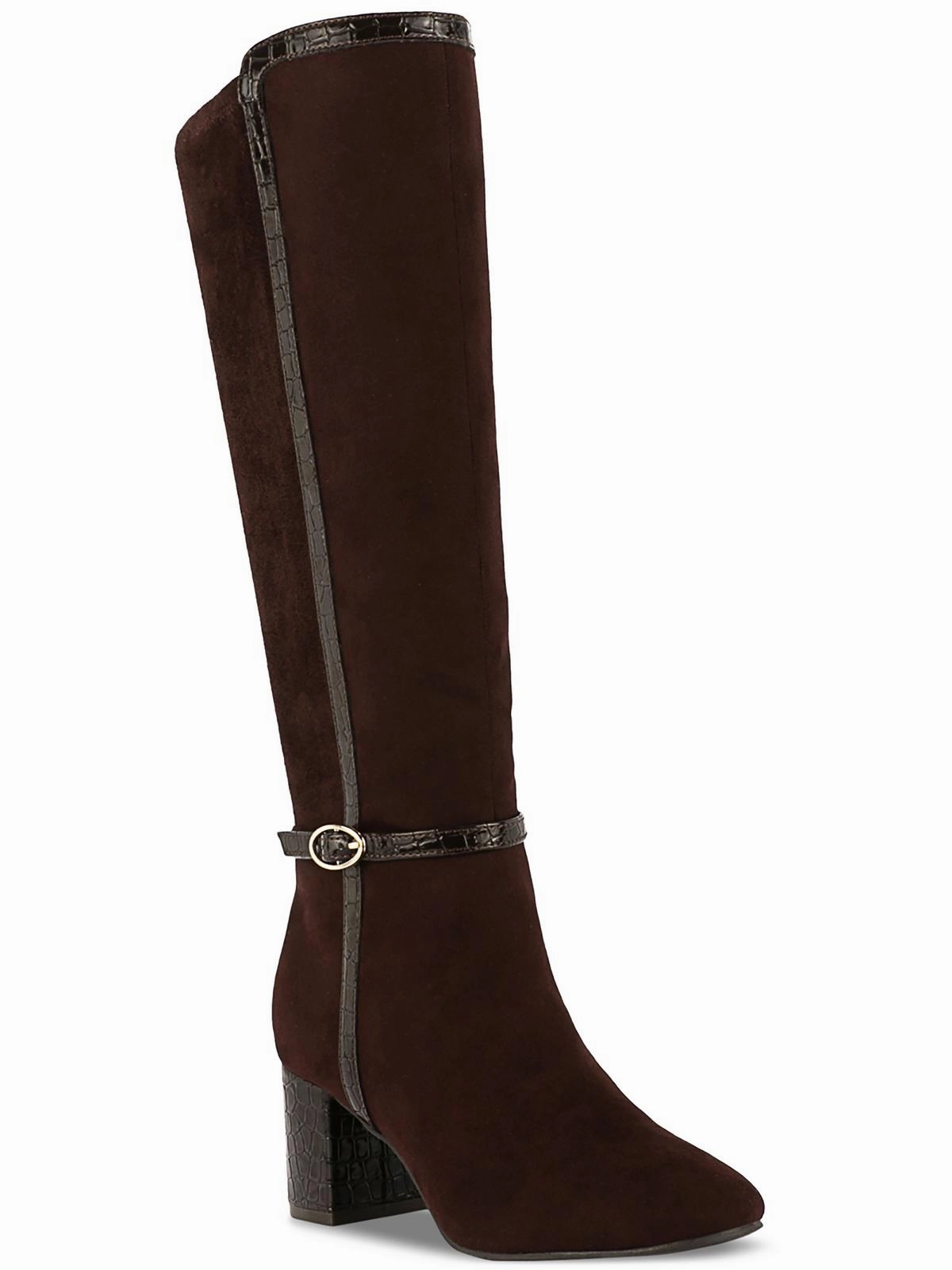 ISALEE Womens Faux Suede Almond Toe Mid-Calf Boots Anti Odor All Day Worker Daily Mission