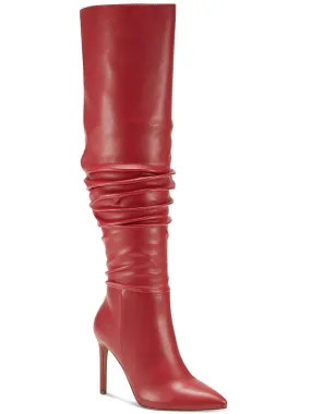 Iyonna Womens Slouchy Faux Leather Over-The-Knee Boots Mud Resistant Rainy Days Middle-Aged Man