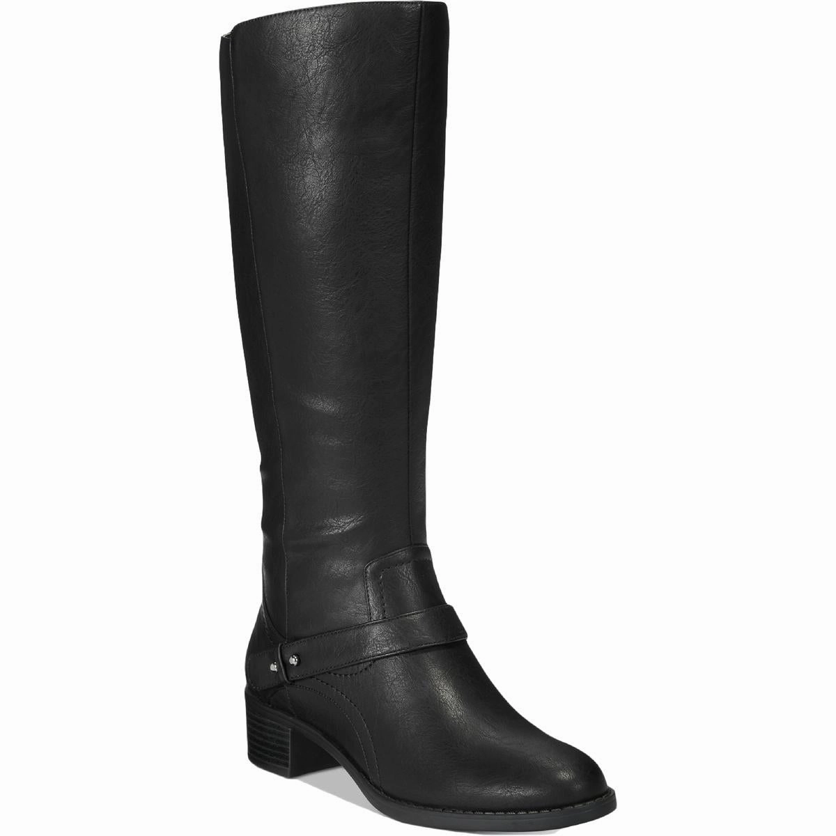 Jewel Womens Faux Leather Stacked Heel Riding Boots Thermal Core Hiking Trails Mountain Trail