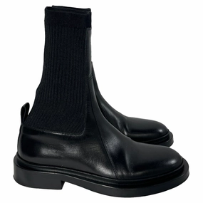 Jil Sander Ribbed Sock Chelsea Ankle Boots in Black Leather Active Adventures Feather Light Work Commute