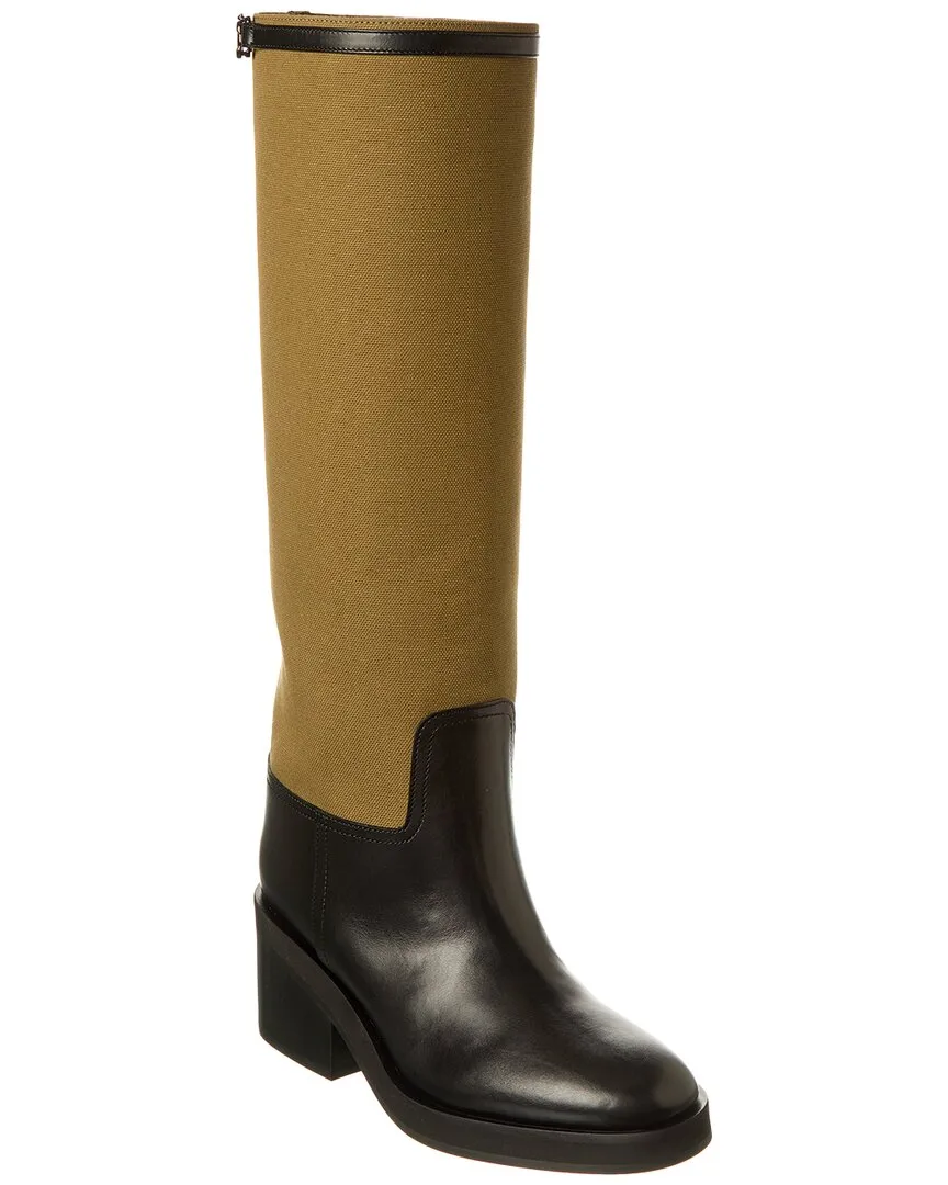 Jimmy Choo Yasmin 70 Canvas & Leather Knee-High Boot Military Style