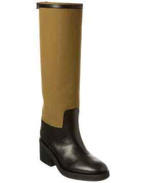 Jimmy Choo Yasmin 70 Canvas & Leather Knee-High Boot Ski Resort Visitor Multi-Purpose Comfort