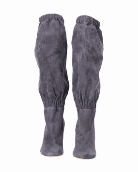 Jimmy Choo Maxyn 85 Knee-high Boots in Grey Suede Premium Quality Snow protection