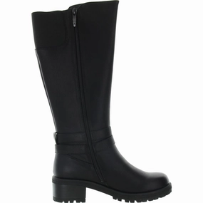Jonah Womens Buckle Faux Leather Knee-High Boots Deep Grooves