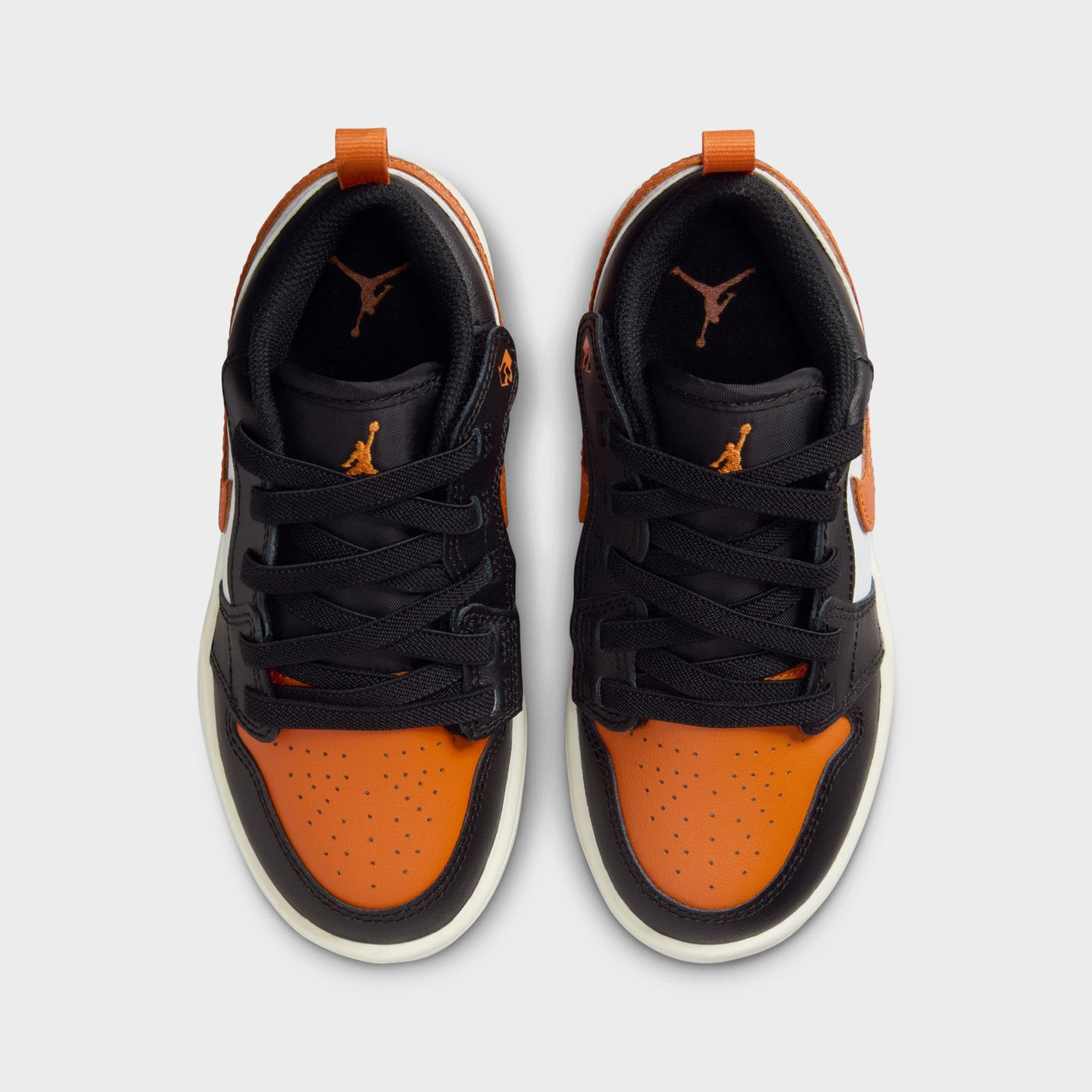 Jordan 1 Low Alt PS Black / Starfish - White Stabilizing Heel Counter Jump Shoes