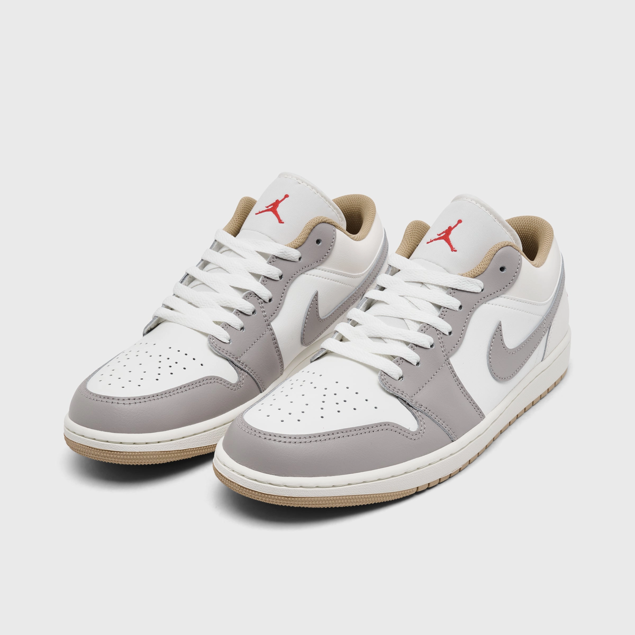 Jordan 1 Low Sail/Fire Red-College Grey Enhanced Bounce Defensive Shoes