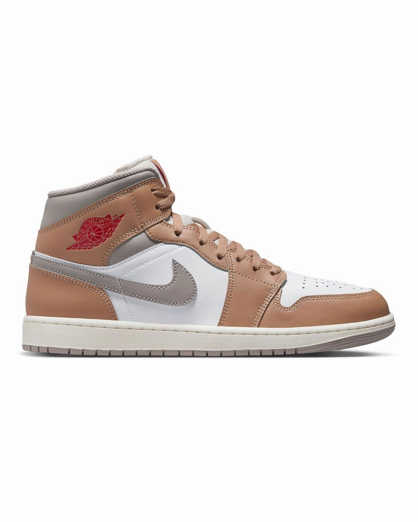 Jordan 1 Mid - Hemp - Fire Red - White - College Grey High impact