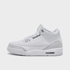 Jordan 3 Retro GS White / Metallic Silver - White Bonded Overlay Construction
