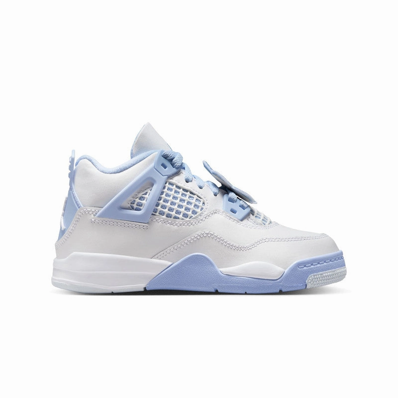 Narrow Fit Jordan 4 Retro" Aluminum Blue Tint" Preschool