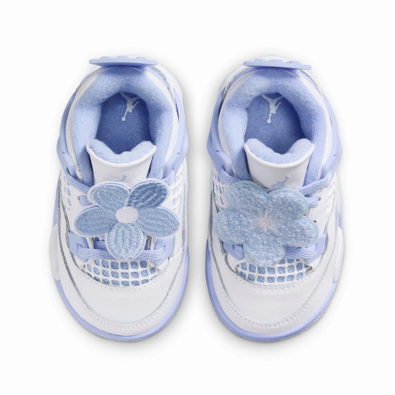 Jordan 4 Retro " Aluminum Blue Tint" Toddler Stitch Down Construction