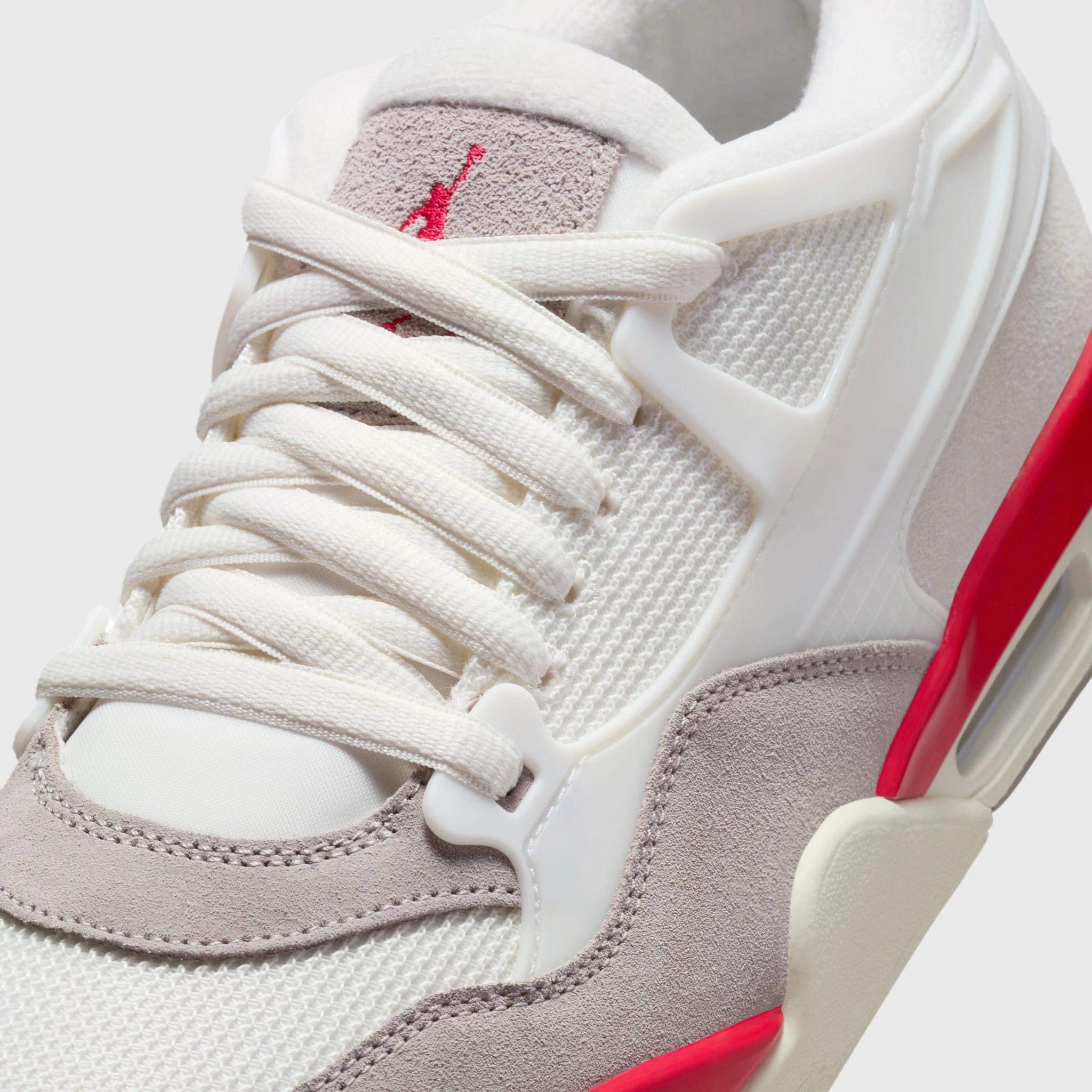 Jordan 4 RM Sail / Fire Red - College Grey - Coconut Milk Durable Rubber Shock Absorbing