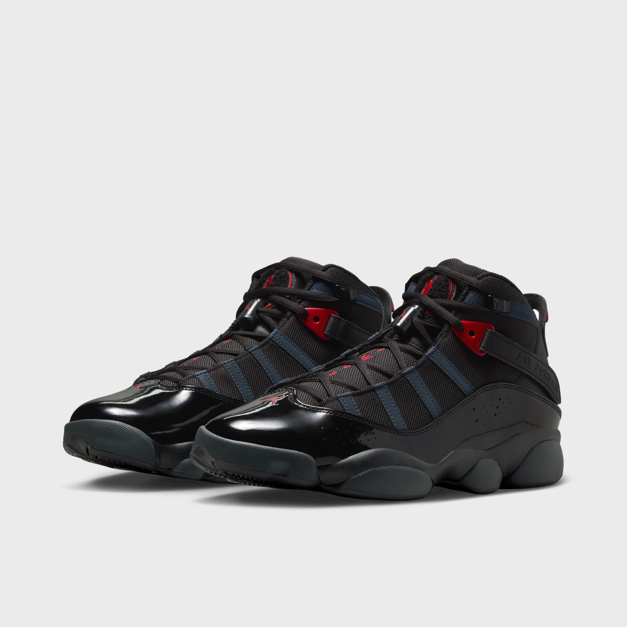 Jordan 6 Rings Black / Fire Red - Anthracite Multi Layered Midsole Lockdown Straps