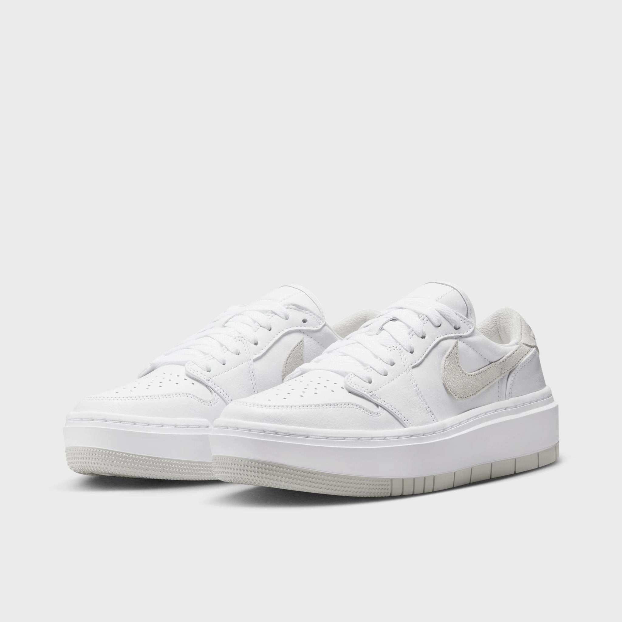 Spring Loaded Cushioning Secure Lock Jordan Women's 1 Elevate Low White / Neutral Grey - White