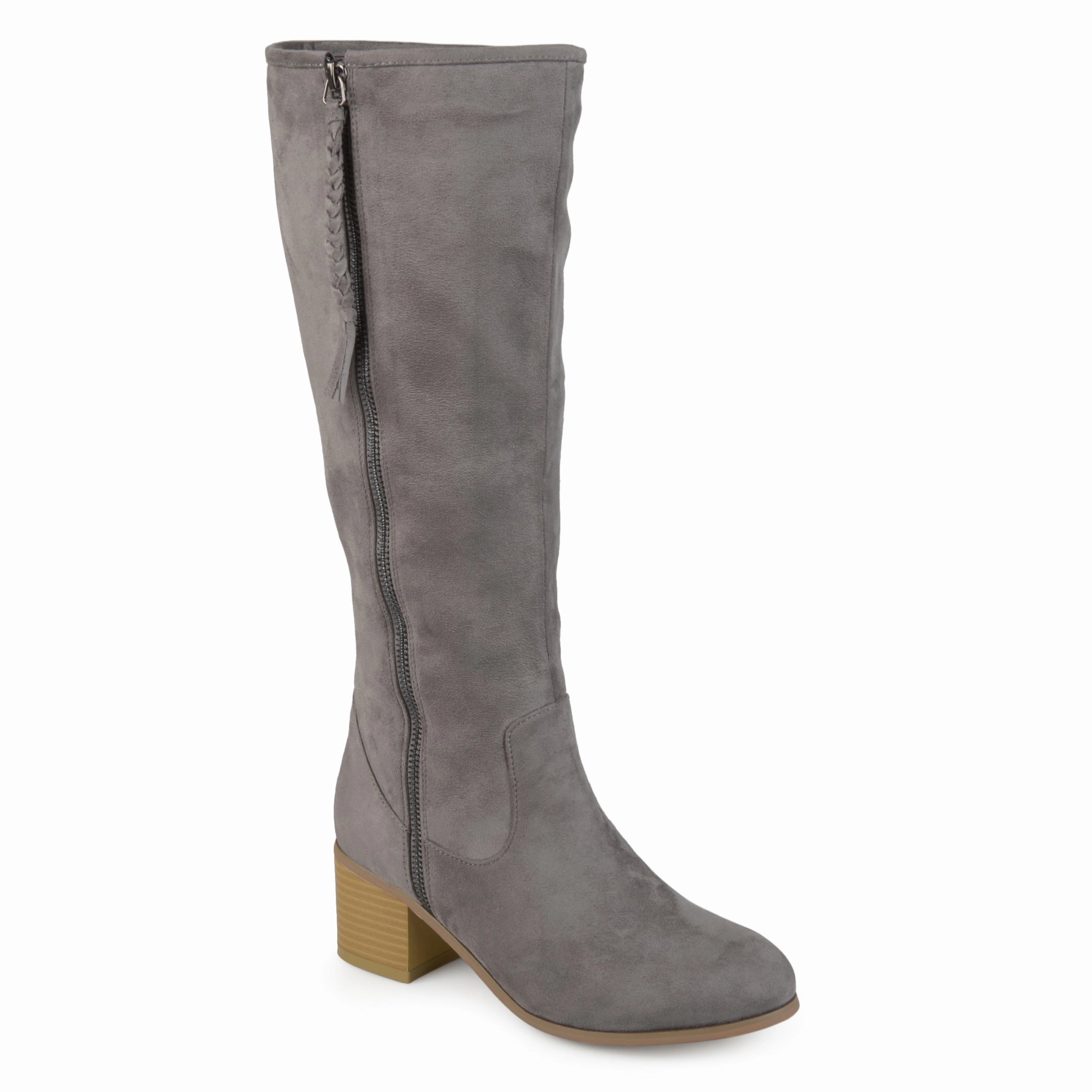 Gold Shine Casual Look Journee Collection Womens Sanora Stacked Heel Riding Boots