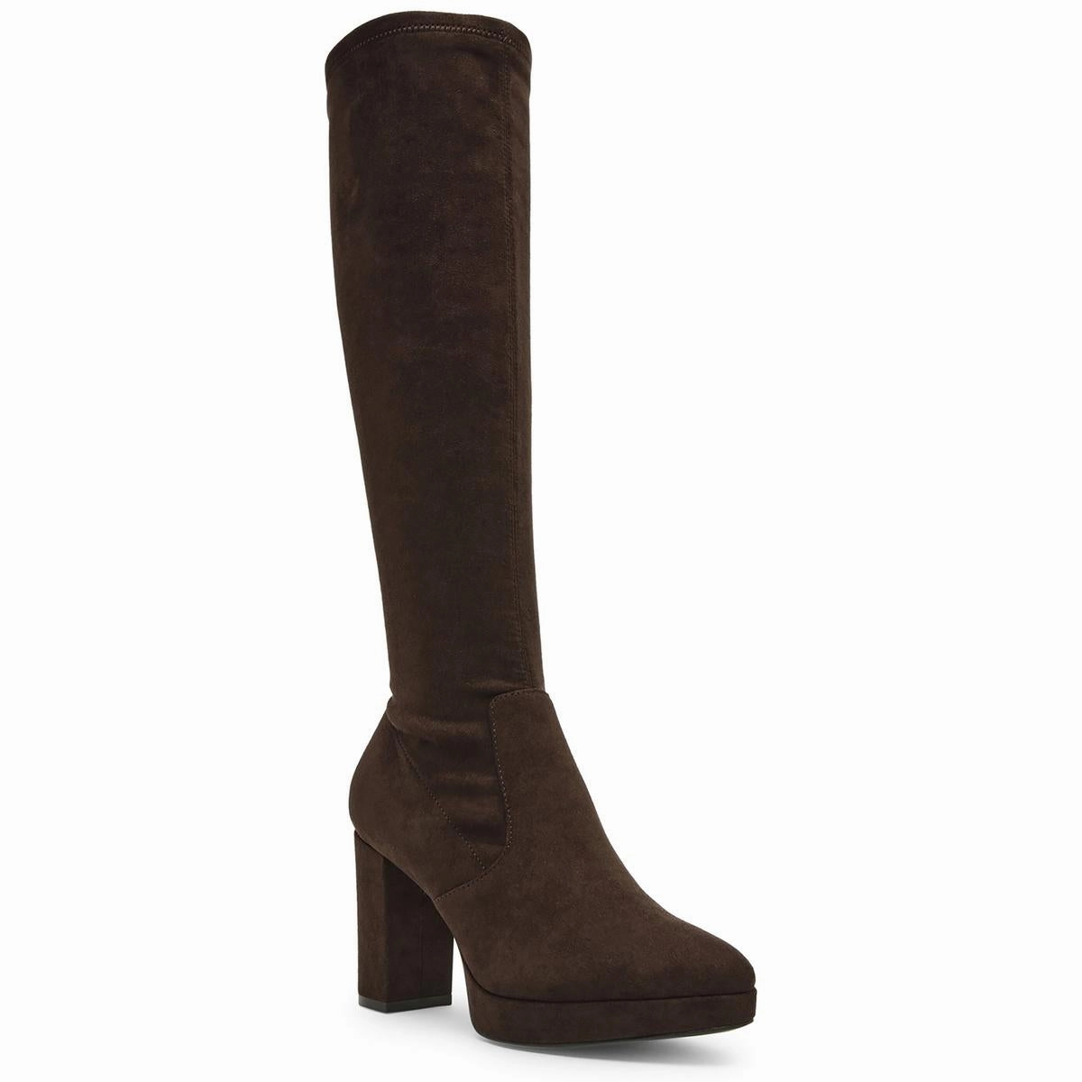 Padded Interior Rainy Day Commuter Journey Womens Block Heel Faux Suede Knee-High Boots