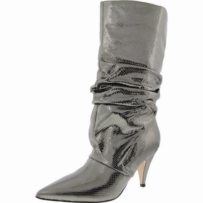 KAILEE Womens Metallic Faux Leather Mid-Calf Boots Durable Stitching