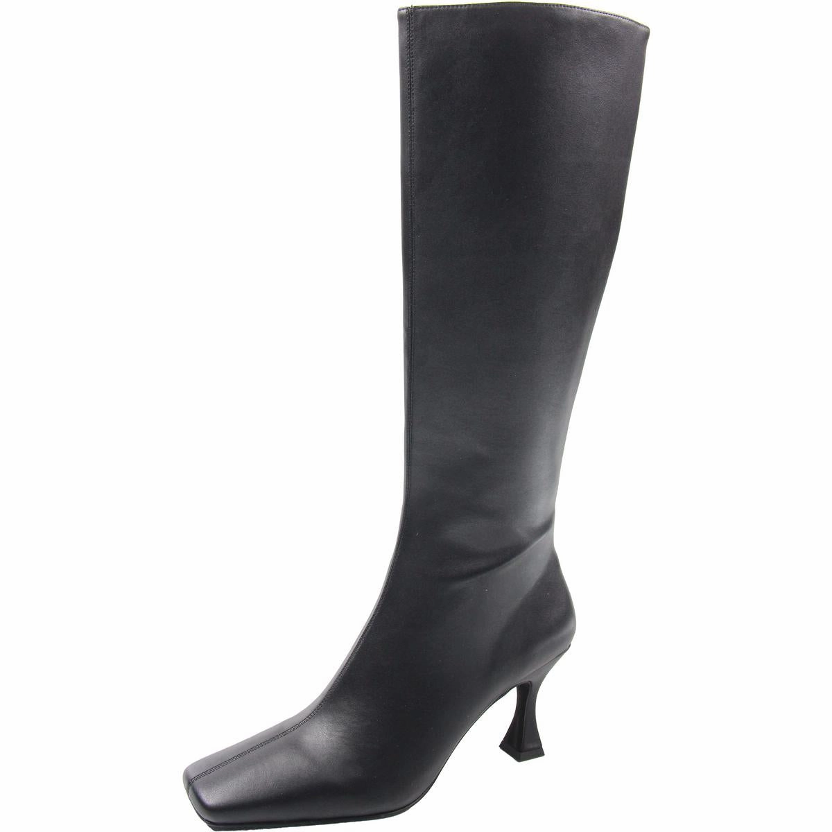 Kensington Womens Solid Leather Knee-High Boots Flexible Construction
