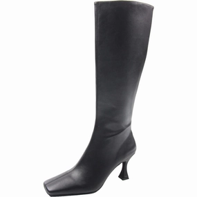 Kensington Womens Solid Leather Knee-High Boots Flexible Construction