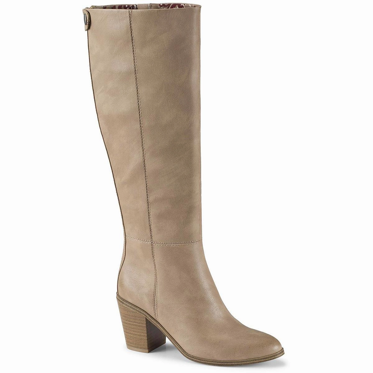 Kiara Womens Button Leather Knee-High Boots Low Profile Rough Terrain Neutral Finish