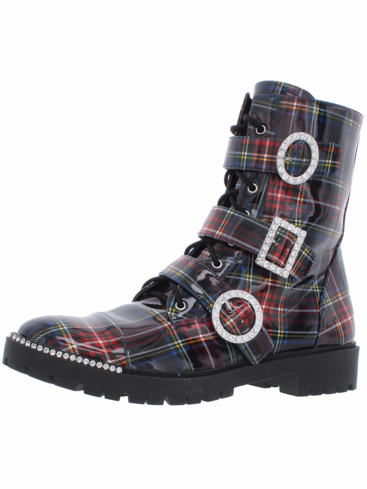 Protective Finish Rough Trail Hiker Kirlah  Womens Leather Buckle Combat Boots