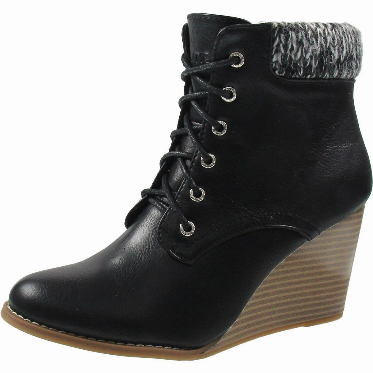 Mud Resistant Winter Walker Waterproof Mountain Climber KORCE Womens Lace-Up Manmade Wedge Boots