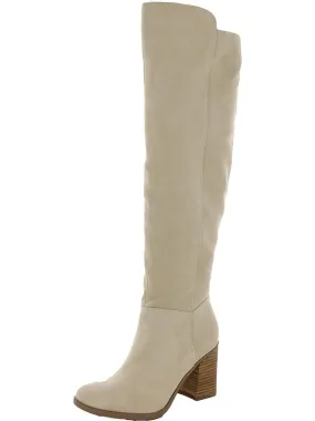 Kyrie Womens Suede Water Repellent Knee-High Boots Comfortable Straps