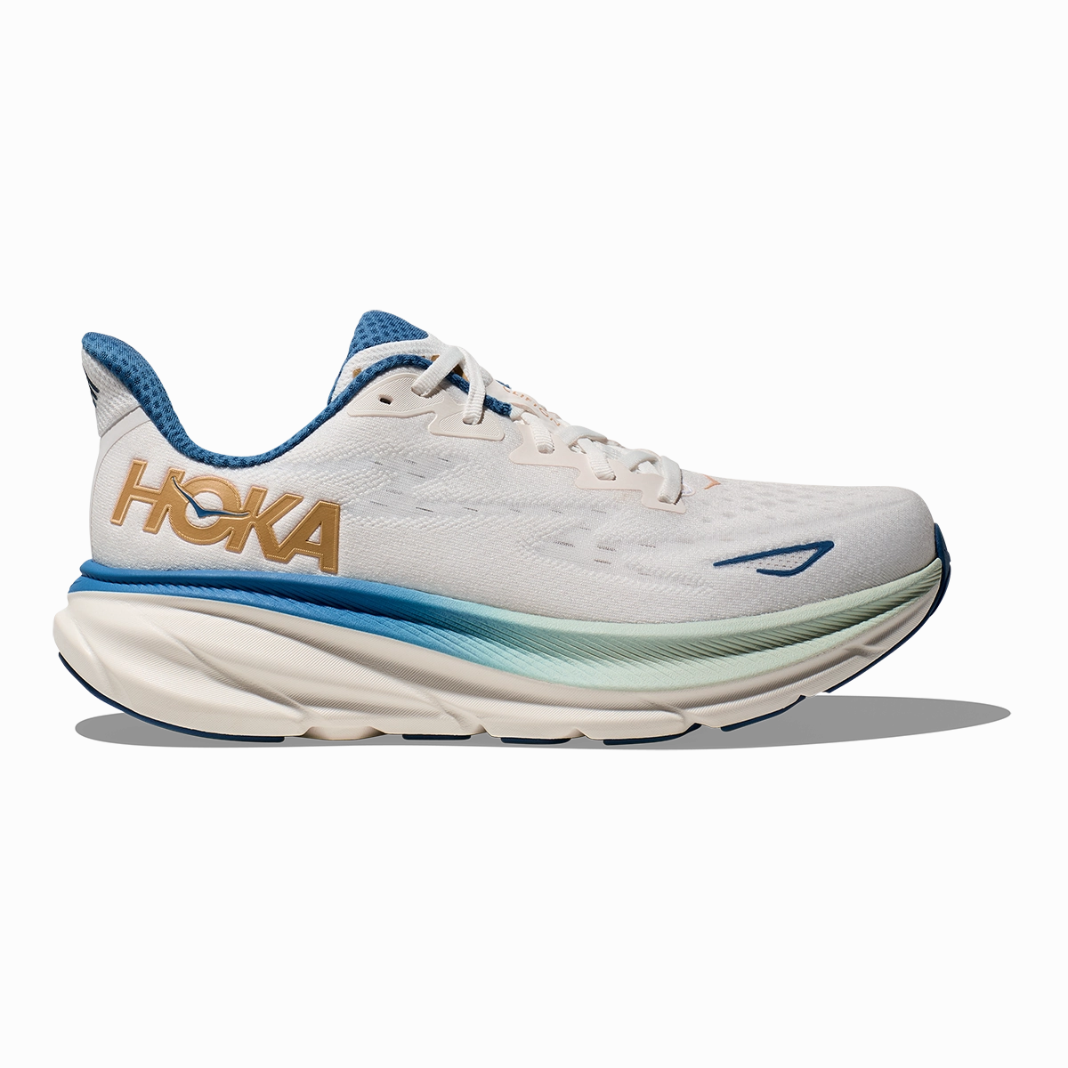 Hoka Clifton 9 - Frost - Gold Street Running running in the heat shoes