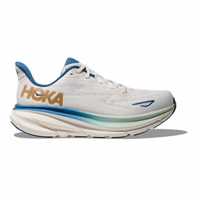 Hoka Clifton 9 - Frost - Gold adjustable - straps shoes Padded Tongue