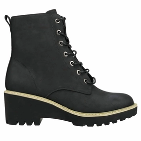 Feather Light Snow Trekker Heat-resistant Lace Up Wedge Heel Boot In Black