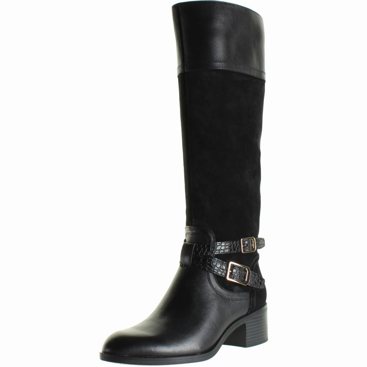 Lapis Womens Leather Belted Knee-High Boots All Weather Mountain Hike Indoor Use