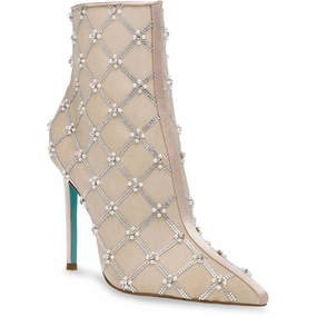 Lace Up Larkk Womens Embellished Mesh Booties