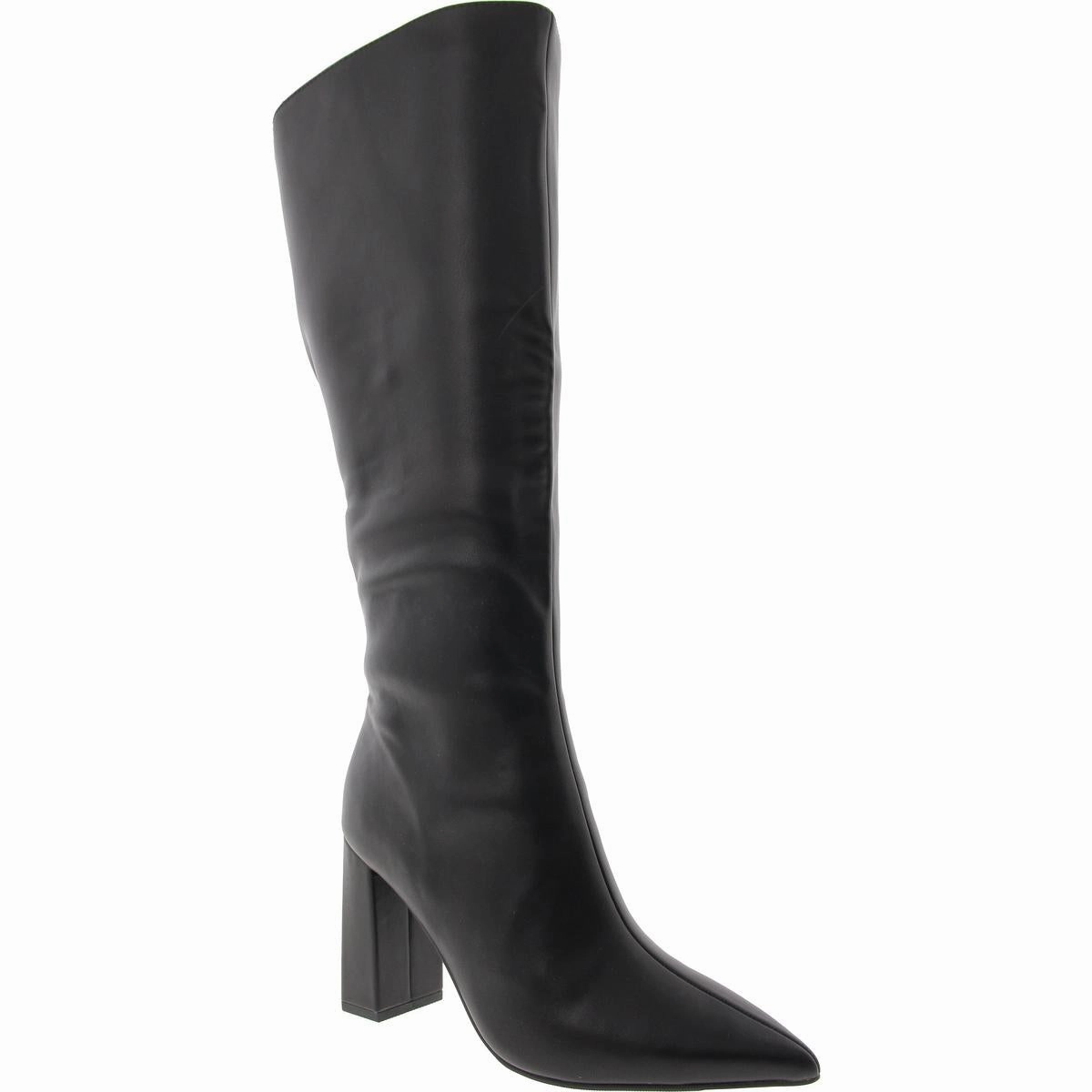 Islah Womens Wide Calf Faux Leather Knee-High Boots Sand Shade