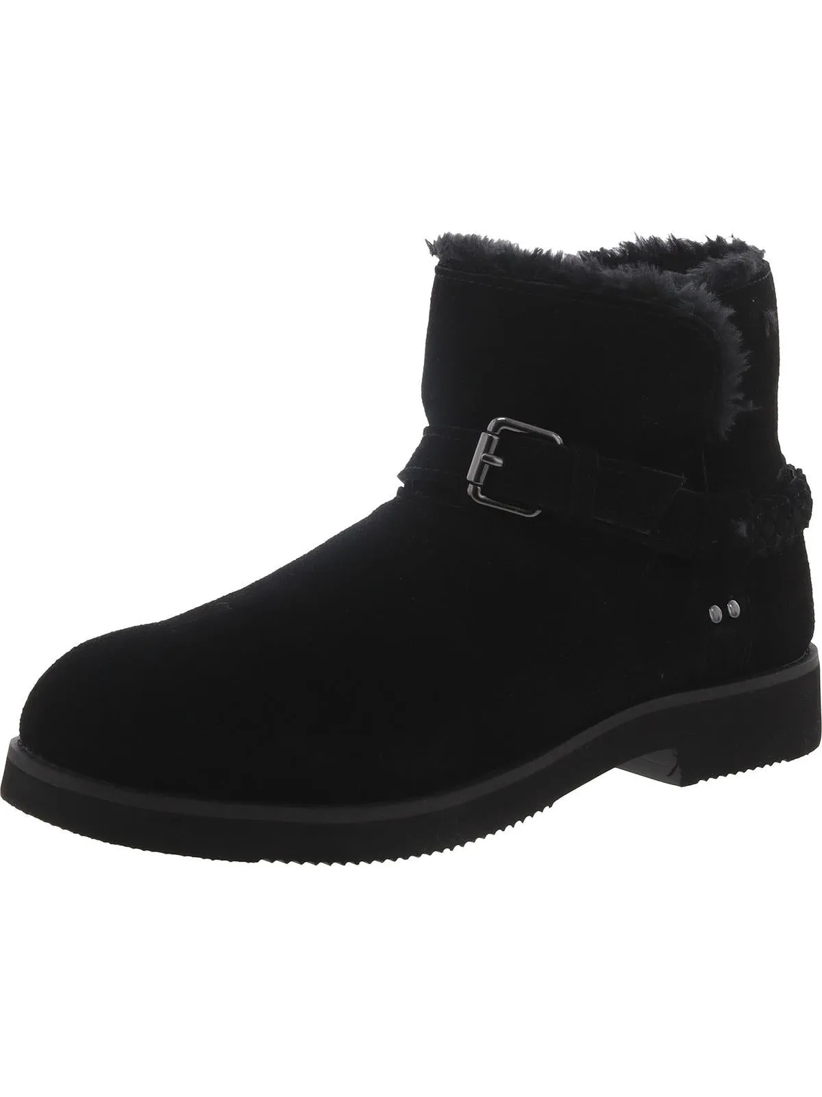 KORRI Womens Faux Suede Buckle Winter & Snow Boots Rugged Built Cold Climate Heavy Duty Performance