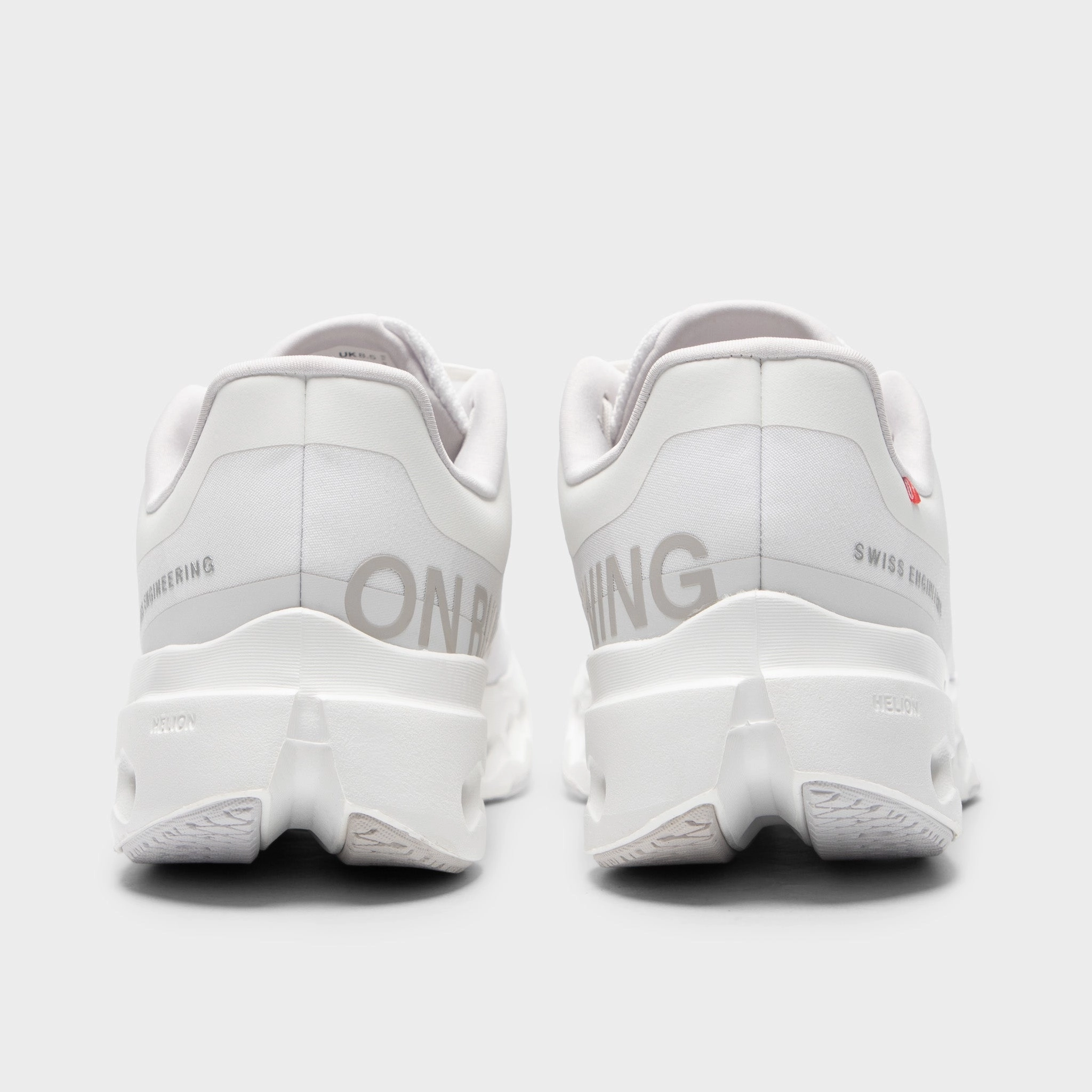 shock - absorbing rubber sole shoes high - cut running gear On Cloudsurfer White / Silver