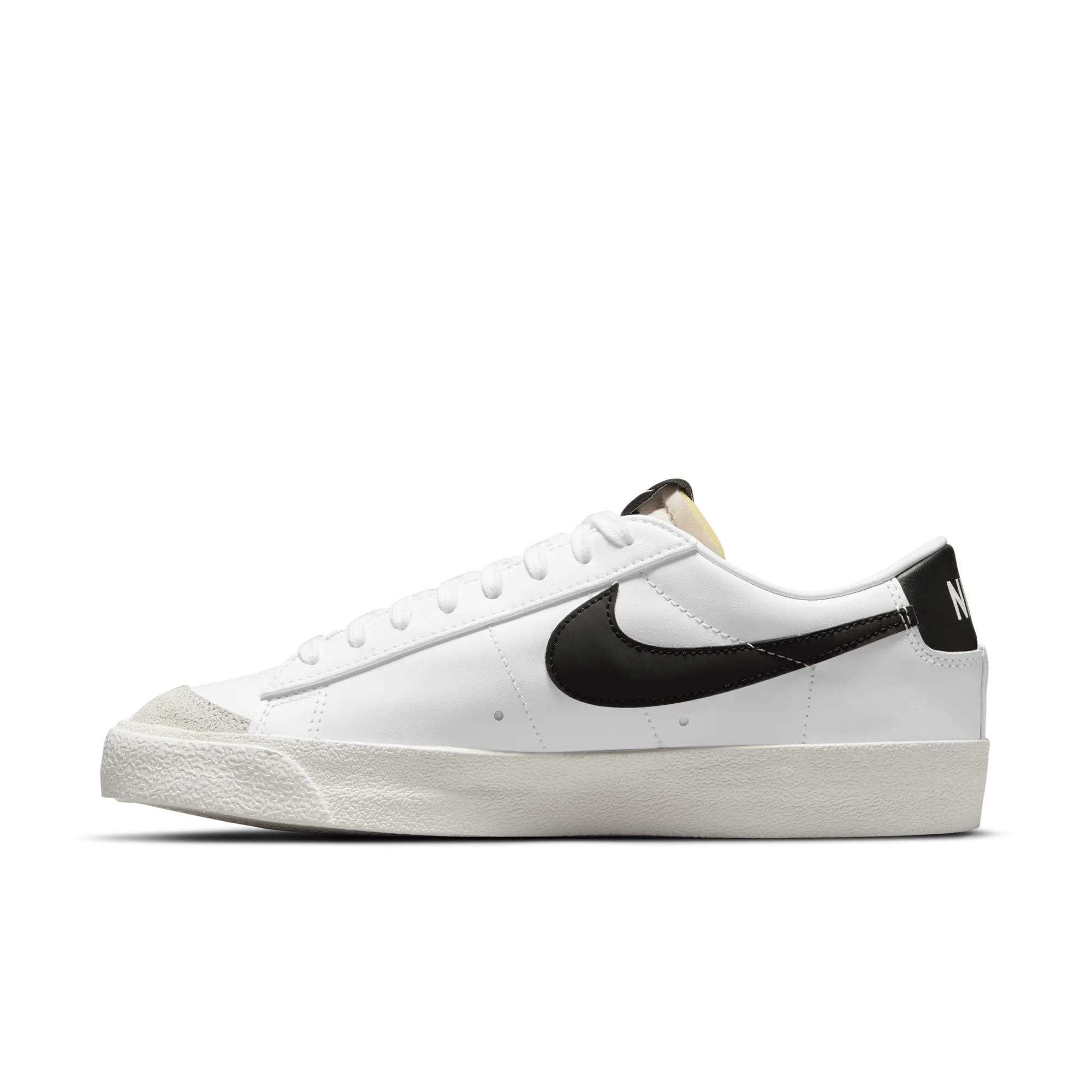 Urban Energy Sleek cushioning Womens Nike Blazer Low '77 'White/ Black Heel'