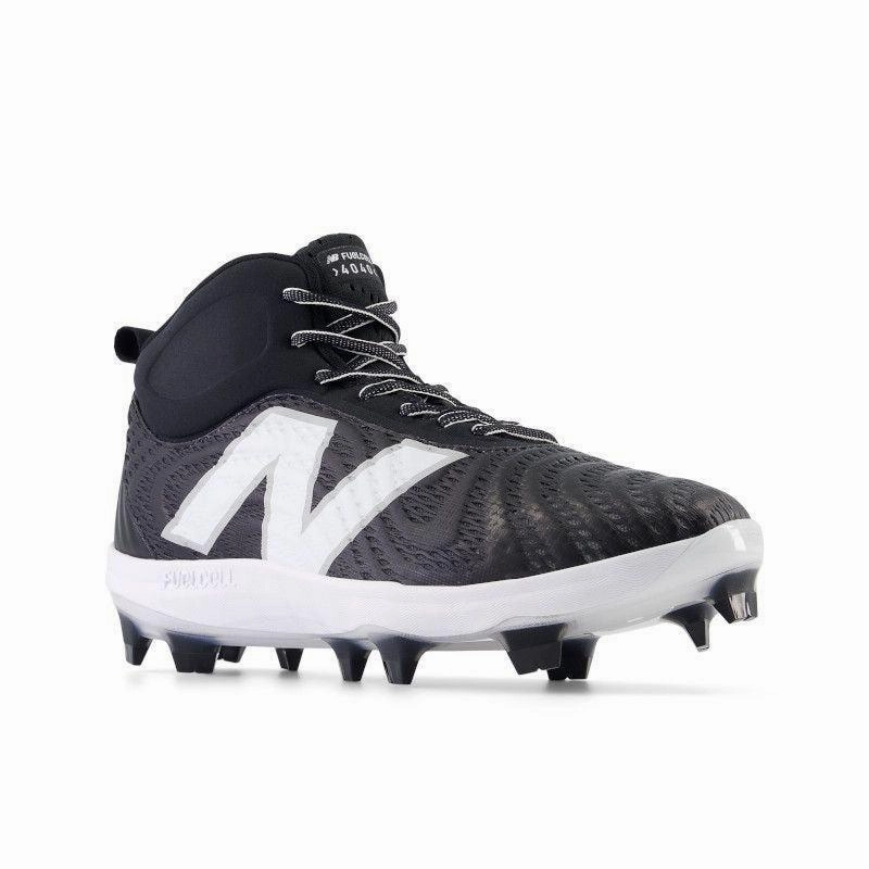 New Balance Men's FuelCell 4040 V7 Mid-Molded Baseball Cleats - Black / Optic White - PM4040K7 Short Distance Run formal - use shoes
