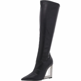 Filipa Glam Womens Embellished Leather Knee-High Boots Comfort Backing Active Lifestyle