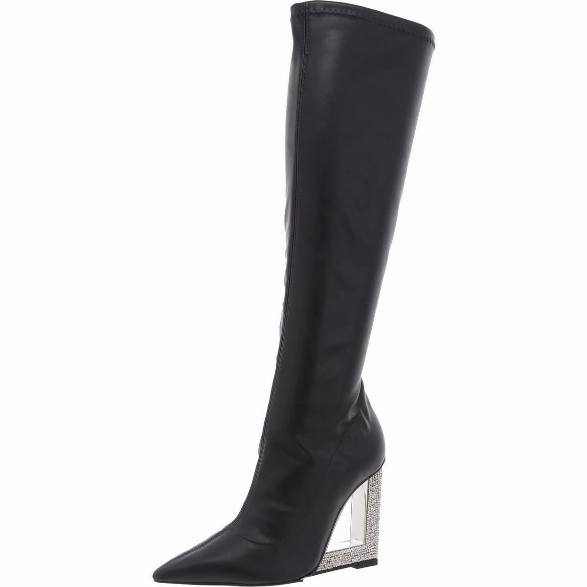 Filipa Glam Womens Embellished Leather Knee-High Boots Comfort Backing Active Lifestyle